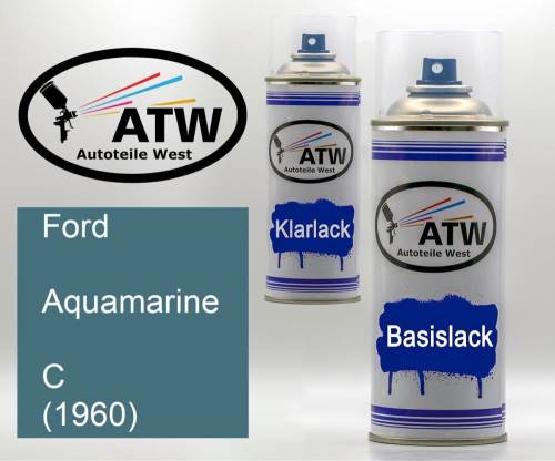 Ford, Aquamarine, C (1960): 400ml Sprühdose + 400ml Klarlack - Set, von ATW Autoteile West.